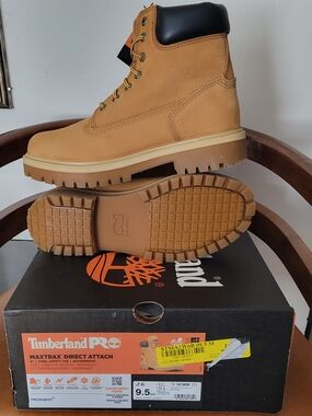 Timberland PRO Wheat Tan Work Boots with Black Collar